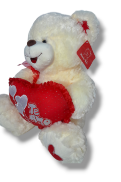 Oso con corazón te amo con moño y corazon rojo - comprar online