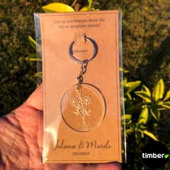 Chaveiro de Acrílico Transparente Para Lembrancinhas de Casamento Personalizadas - Timber Decor