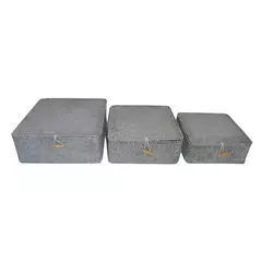 CONJUNTO DE CESTAS DE PALHA CINZA - 3 PCS