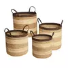 Conjunto De Cestos De Palha e Fibra Vegetal Natural 4 Pçs