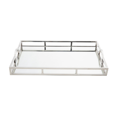 Bandeja de Aço Inox Detalhe Alça com Espelho 56cm x 36cm x 7cm - Wolff - comprar online