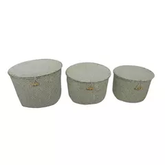 CONJUNTO DE CESTAS DE PALHA BRANCO - 3 PCS