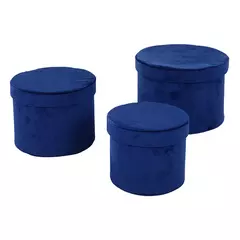 CONJUNTO DE CAIXA DE VELUDO AZUL - 3 PCS