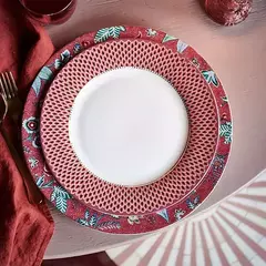 Prato de Jantar Scallop Rosa - Flower Festival na internet