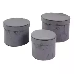 CONJUNTO DE CAIXA DE VELUDO CINZA - 3 PCS