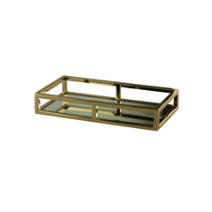 Bandeja de Aço Inox com Espelho Dourada 30cm x 15cm x 5cm - MR BROWN