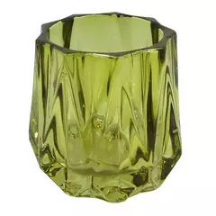 Conjunto De Castiçais De Vidro Verde Oliva 4 Pçs