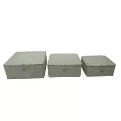 CONJUNTO DE CESTAS DE PALHA BRANCO - 3 PCS