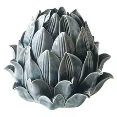 Castiçal de Mesa De Cerâmica Pinha Cinza