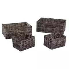 Conjunto De Cestos Plástico Marrom 4 Pçs