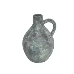 VASO DECORATIVO ESTILO JARRA DECORATIVO EM CERAMICA CINZA TEXTURIZADA