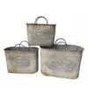 Conjunto De Floreiras De Metal Vintage Cinza 3 PC