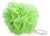 Bucha de nylon verde em formato arredondado, ideal para banho e esfoliação da pele.