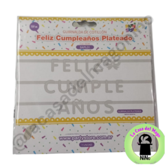 BANDERIN FELIZ CUMPLEAÑOS PLATEADO GLITTER