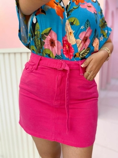 Saia jeans pink