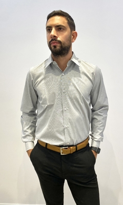 CAMISA RAYADA NEGRO Y BLANCO HOMBRE