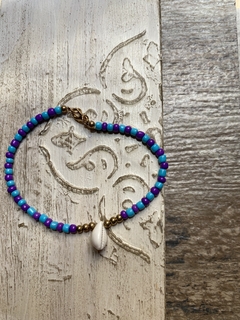 Tobillera combinada turquesa y violeta