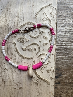 Tobillera fimo fucsia