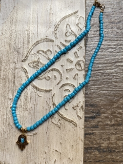 Collar turquesa dije dorado