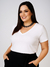 Blusa Tshirt Camiseta Feminina Plus Size Gola V Branca Viscolycra GG Veste 48/54 Moda Curvy - comprar online