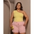 Shorts Plus Size Feminino Shortinho Forrado Fresquinho Crepe Duna Rosé Candy G1 Moda Curve Verão na internet