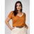 Blusa Feminina Tshirt Camiseta Plus Size GG Decote V Viscolycra BICOLOR Caramelo & Off Moda Curve - Gilfer Variedades