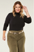 Blusa cacharrel segunda pele gola alta feminina plus size tamanho grande em viscolycra preta