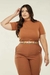 Blusa social feminina plus size gola alta manga curta 3/4 cor: caramelo na internet