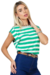 Muscle tee ombreira blusa feminina listrada verde moda - loja online