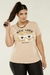 Imagem do Camiseta T-shirt Feminina Plus Size Urso New York & BEST FRIEND Viscolycra Cor Nude Veste 48/54