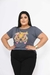 Camiseta Tshirt Feminina Plus Size Estampada Tigres STAY GROOVY Viscolycra Cor Cinza Veste 48/54