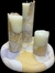 Velas de concreto com 3 cores e essencia chá branco na internet