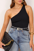 Blusa Um Ombro Só Nula Manga Feminina Preto