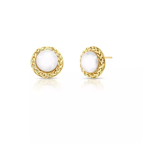 Brinco redondo de perola banhado a ouro - comprar online