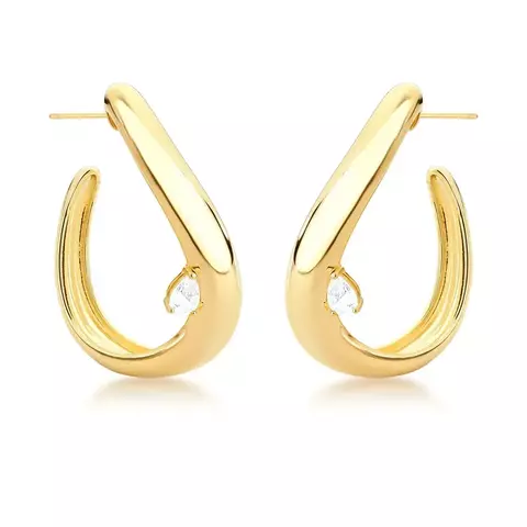 Meia argola curva com cristal banhada a ouro - comprar online