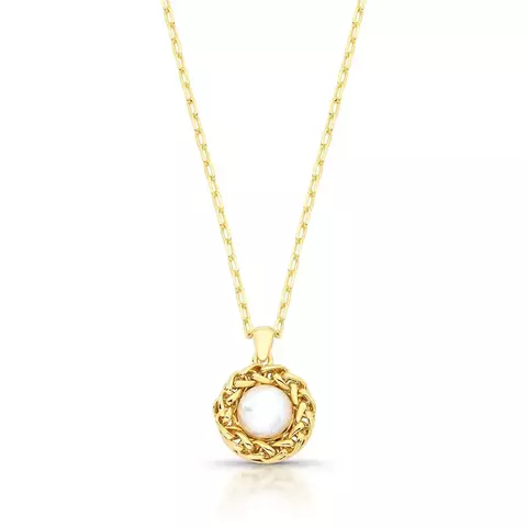 Colar redondo com perola banhado a ouro - comprar online