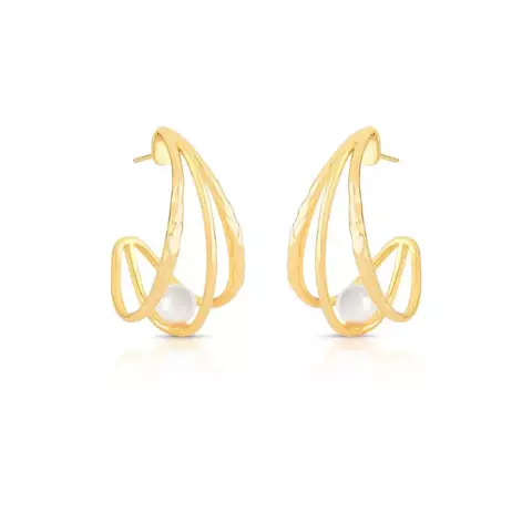 Meia argola de perola banhada a ouro - comprar online
