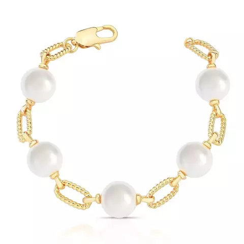 Pulseira de elos e perolas banhada a ouro - comprar online