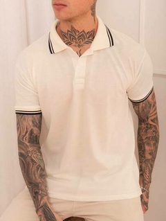 Camisa Polo Listra Fina Neutros