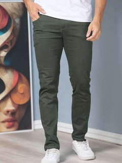 Calça Sarja Lycra Verde Oliva Slim Fit - VANGUARD