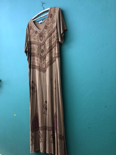 Vestido Marrom Claro / Bordado - XG