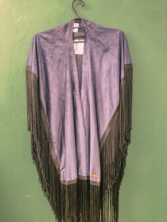 Poncho Azul Royal / Bordado mas costas