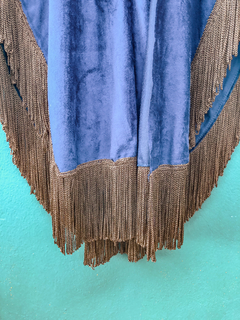 Poncho Azul Royal / Bordado nas costas - Casa De Salem