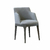 Silla de cabecera de madera con asiento circular, apoyabrazos y tapizado para comedor de estilo contemporáneo