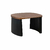 Mesas bajas de madera con bordes curvos y patas tipo bloque para living de estilo contemporáneo