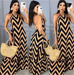 Vestido Alto Verão – Caramelo/Preto