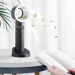 Ventilador futurista sem hélice, portátil e recarregável USB, 3 velocidades.