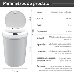 Lixeira inteligente, Automática com sensor infravermelho, recarregável. 12 L na internet