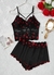PIJAMA NEGRA BESOS ROJAS SHORT