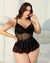 BODY NEGRO/ROJO CON FALDA